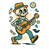 Skeleton with guitar in Halloween style