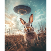 Rabbit selfie with UFO