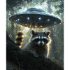 Raccoon selfie with UFO