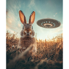 Rabbit selfie with UFO