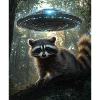Raccoon selfie with UFO
