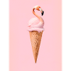 Flamingo-Eis mit Waffeltüte