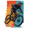 Dynamischer Mountainbiker im Action-Design