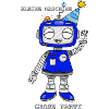Playful robot with party hat