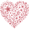 Filigree flower heart motif