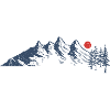 Majestic Mountain Scene with Red Sun