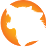 Wolf head in contrasting silhouette