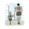Rugby-Komplizenschaft Vater und Sohn