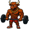 Strong bull with dumbbell
