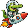Petit crocodile dans les fusées spatiales