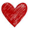 Hand-drawn heart in red