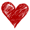 Heart sketch in red ink