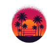 Tropical sunset with palm trees