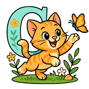 c comme... chat ! Design alphabet mignon