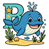 B comme… Baleine ! Design alphabet mignon
