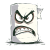 Angry toilet paper with face