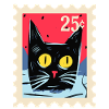 Artful cat as a stamp