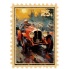 Vintage car in the painting style of the 1920s