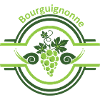 Burgundy vine logo with snails