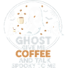 Gruseliger Geist mit Kaffee und Chat-Design