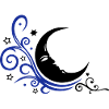 Mystical moon with stars night symbol