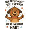 Cheerful dog with message