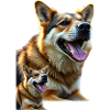 Joyful dog motif on vibrant canvas