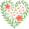 Flower heart with delicate red flowers