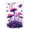 Mystical mushroom galaxy in neon look