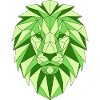 Geometric lion head in green
