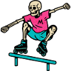 Neon skeleton grinds on inline skates