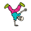 Neon Breakdancing Skeleton Retro Hip-Hop