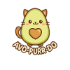 Süßer Avocado-Katzenhörnchen mit Herz