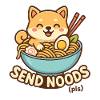 Chien kawaii avec nouilles et œuf