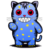Playful blue cat character with stars