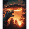 T-Rex selfie with UFO