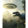 T-Rex selfie with UFO