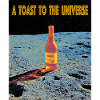 Space celebration with wine bottle