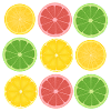 Frucht-Zitrus-Color-Blocking-Design