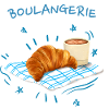 Retro Blue Croissant Bakery