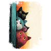 Neugierige Katzen bunt