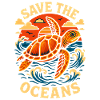 Save the Oceans Turtle Illustration