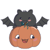 Pumpkin & Bat – Kawaii Halloween 🎃🦇