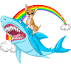 Chihuahua on Shark with Rainbow