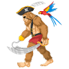 Drôle Pirate Bigfoot Épée Perroquet Aventure