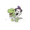 Dalmatian Happy Halloween T-rex Mummy