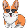 Cartoon-Corgi mit Sonnenbrille