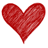 Heart drawing in red ink