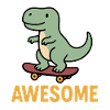 Casual dinosaur on skateboard