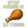 Humorous chicken motif with text